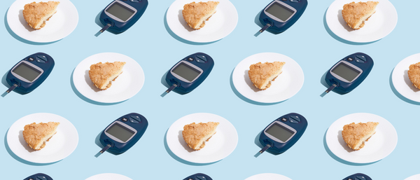 slices of pie and blood sugar monitors
