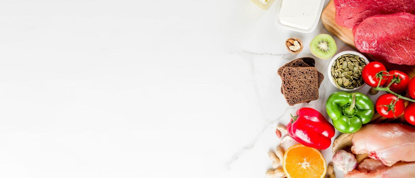 various food items on a marble table