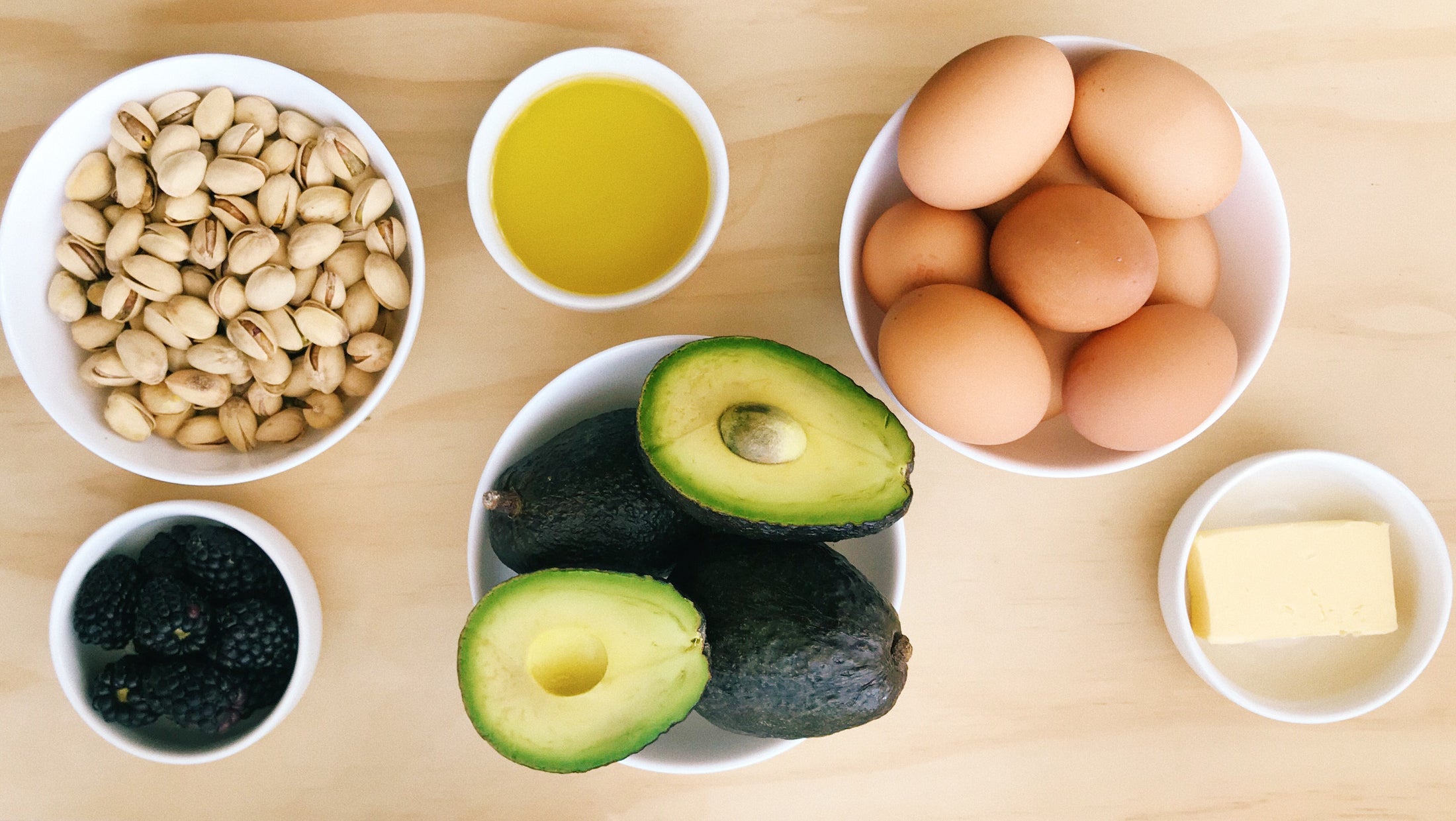 eggs, avocado, and other foods with fatty acids