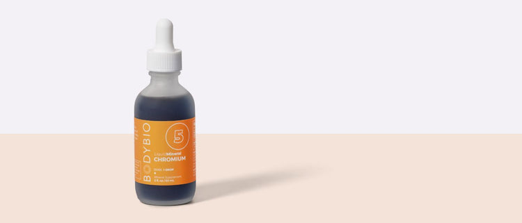 Blog of Benefits of Chromium: Moving the Needle for Mental Health, Metabolism, & Insulin Resistance which have image BodyBio chromium supplement