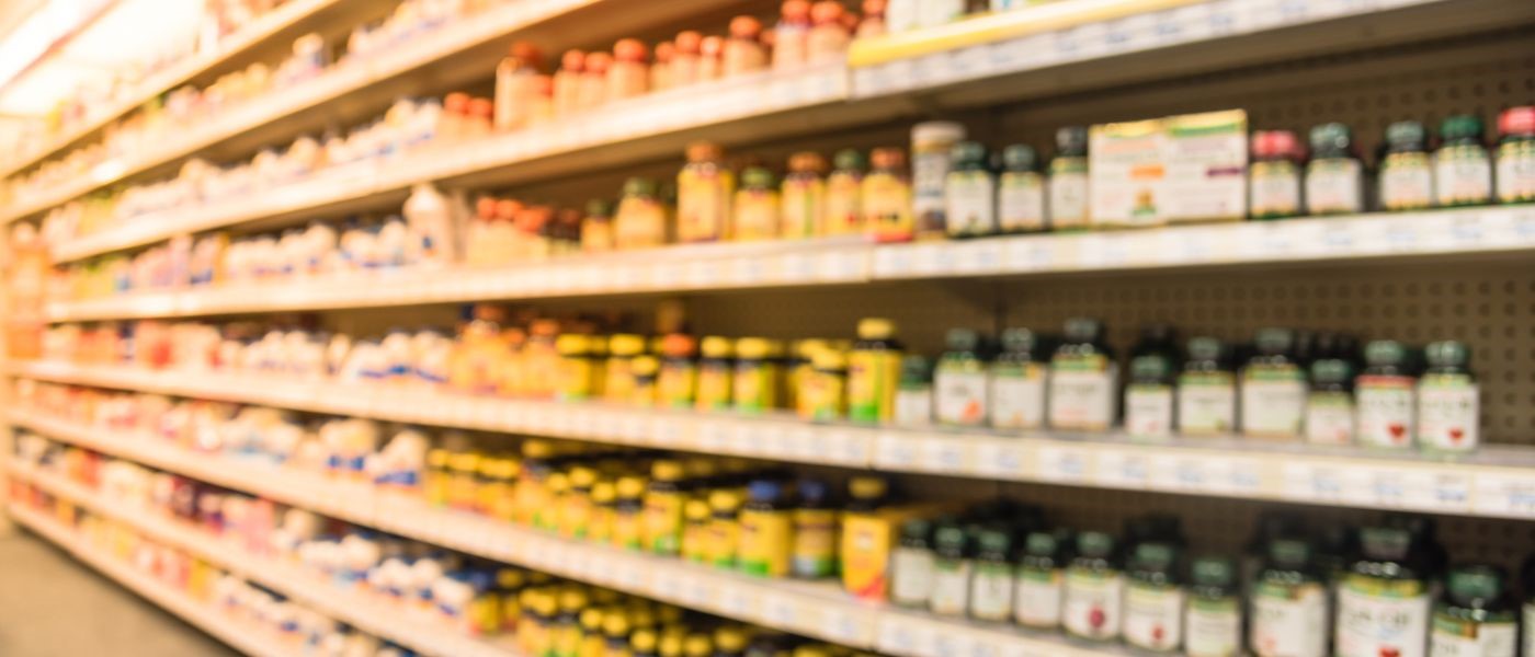 supplement bottles on a shelf