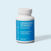 A standalone shot of the Liposomal Vitamin C bottle, featuring a clean design with prominent blue and white labeling. The product is highlighted as 